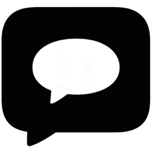 Black and white Filled Instagram Comment Icon PNG featuring a classic speech bubble design for social media video overlays.