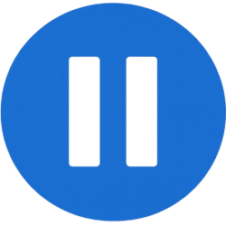 Flat Pause Button PNG Solid blue circular Flat Pause Button PNG with a white pause symbol, perfect for minimalist video interfaces and web mockups.