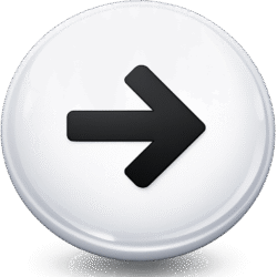 Glossy white 3D Floating Next Button PNG with a black arrow for UI navigation and web design