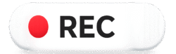 White pill-shaped Floating Record Button PNG with a bright red dot and black REC text for video overlays.