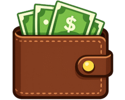 Free Wallet Icon PNG – Transparent Wallet with Cash for Banking & Finance