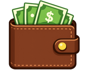 Free Wallet Icon PNG – Transparent Wallet with Cash for Banking & Finance