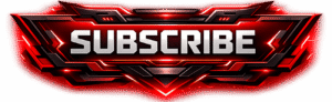 Metallic red and black sci-fi Gaming Subscribe Button with glowing neon accents, perfect for YouTube stream overlays.