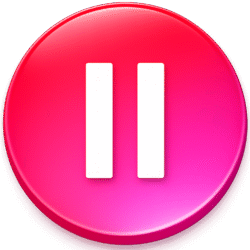 Glossy red and pink Gradient Pause Button PNG with a white 3D pause symbol, perfect for video editing and UI overlays.