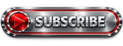 Detailed silver Metallic Subscribe Button PNG with a red play icon and shiny texture for YouTube video overlays and gaming UI