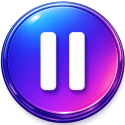 Glossy 3D colorful gradient Modern Pause Button PNG with white vertical bars for video player UI and multimedia app design