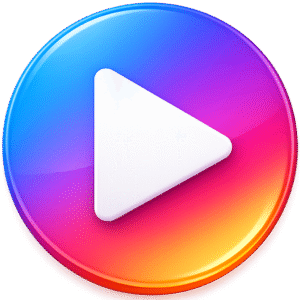 Glossy 3D colorful gradient Modern Play Button PNG with a white center triangle for video player UI and multimedia app design