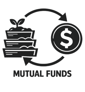 Mutual fund icon PNG with transparent background showing investment growth, finance, and wealth management.