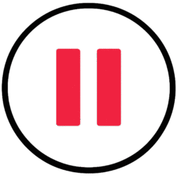 Minimalist red and black Outline Pause Button PNG vector graphic for modern video player interfaces and sleek app UI design