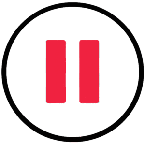 Minimalist red and black Outline Pause Button PNG vector graphic for modern video player interfaces and sleek app UI design