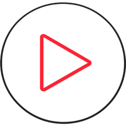 Minimalist red and black Outline Play Button PNG vector graphic for sleek video player interfaces and modern multimedia UI