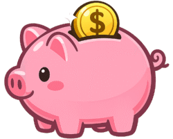 Piggy Bank Icon PNG – Transparent Pink Piggy Bank with Gold Coin for Savings & Finance