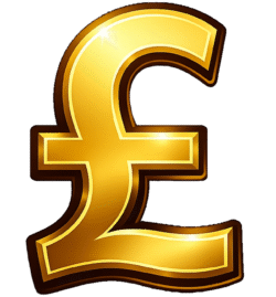 Pound Sign PNG with Transparent Background in Gold Currency Symbol