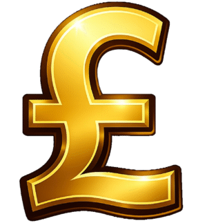 Pound Sign PNG with Transparent Background in Gold Currency Symbol