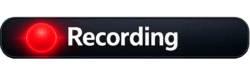 Glowing red Recording Indicator PNG in a dark rounded rectangle UI for camera screen overlays and video apps