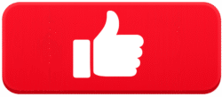 3D rounded rectangular Red Like Button with a white thumbs up icon for social media engagement and video UI design