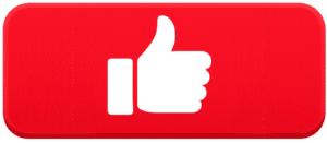 3D rounded rectangular Red Like Button with a white thumbs up icon for social media engagement and video UI design