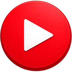 Glossy 3D circular Red Play Button PNG with a white center triangle for video player UI and multimedia app design