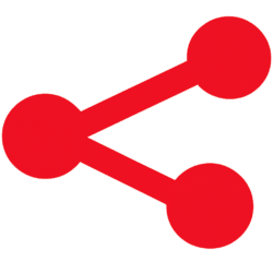 Flat minimal Red YouTube Share Button PNG vector icon for social media UI design, video overlays, and app sharing