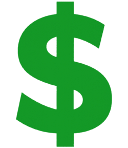 Simple Flat Dollar Icon PNG with transparent background in green color