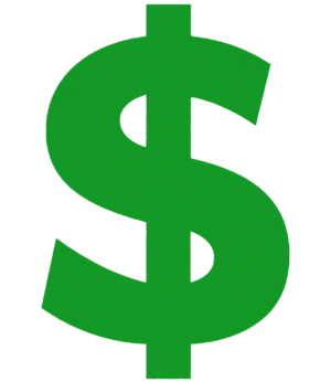 Simple Flat Dollar Icon PNG with transparent background in green color
