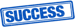 Blue distressed grunge Success Stamp PNG vector design for business documents, certificates, and achievement graphics