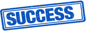 Blue distressed grunge Success Stamp PNG vector design for business documents, certificates, and achievement graphics