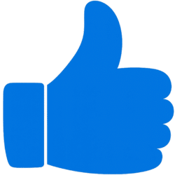 Flat blue YouTube Like Button PNG icon for video engagement and social media UI design