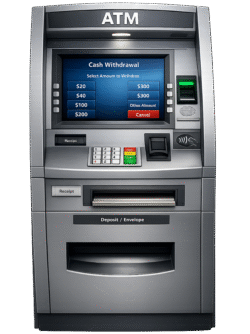 ATM Machine Icon PNG (Transparent Background) – Free Download ATM Machine Icon PNG – Transparent ATM Machine Icon for Banking, Cash Withdrawal & Financial UI