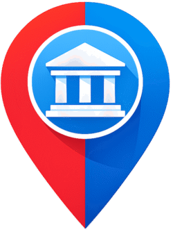 Bank Branch Locator Icon PNG (Transparent Background) – Free Download Bank Branch Locator Icon PNG – Transparent Bank Location Pin Icon for Maps & Banking Apps