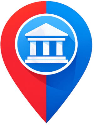 Bank Branch Locator Icon PNG – Transparent Bank Location Pin Icon for Maps & Banking Apps