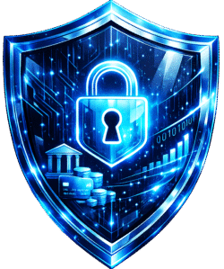 Banking Security PNG – Transparent Cyber Security Shield for Financial Protection Banking Security PNG with Cyber Shield, Secure Lock, Bank Building, Credit Card, and Coins Transparent Background