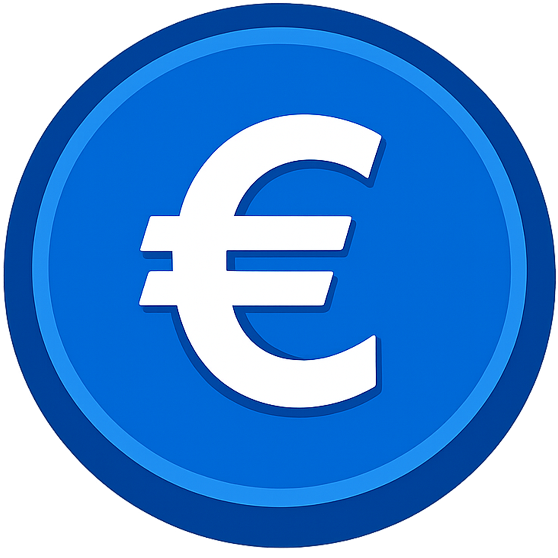 Circular Euro Icon PNG (Transparent Background) – Free Download Circular Euro Icon PNG – Blue Euro Currency Symbol Transparent PNG