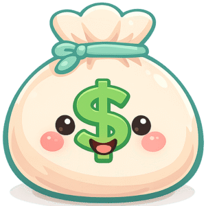 Cute Money Bag PNG Cartoon with Transparent Background for Banking & Savings
