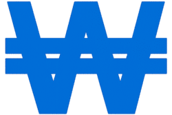 Won Currency Icon PNG (Transparent Background) – Free Download Won Currency Icon PNG – Korean Won Symbol Transparent Blue Currency Icon