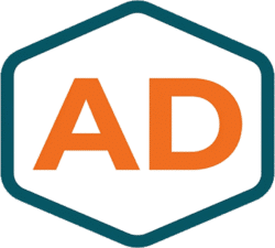 Ads Advertising Badge Icon PNG Ads advertising badge icon featuring bold orange AD text within a teal hexagonal border.