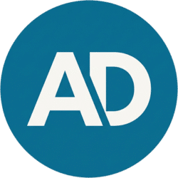 Ads Bold Circle Typography Icon PNG Ads bold circle typography icon featuring stylized white AD text on a solid teal circular background.