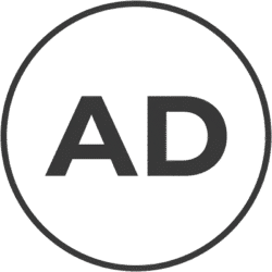 Ads Circular Outline Icon PNG Ads circular outline icon featuring dark grey AD text within a thin dark grey circular border.