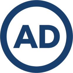 Ads Circular Ring Icon PNG Ads circular ring icon featuring dark blue AD text within a thick dark blue circular border.