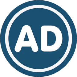 Ads Minimal Circle Text Icon PNG Ads minimal circle text icon featuring white AD text inside a dark blue circle with a white inner border.