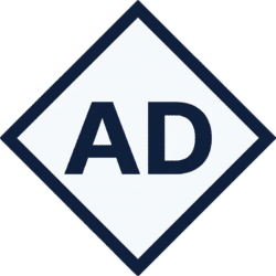 Ads Minimal Diamond Icon PNG Ads minimal diamond icon featuring dark blue AD text within a dark blue diamond border on a white background.