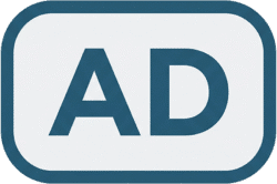 Ads Minimal Pill Icon PNG Ads minimal pill icon featuring blue AD text within a blue pill-shaped border.