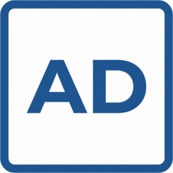 Ads Minimal Square Outline Icon PNG Ads minimal square outline icon featuring blue AD text within a thin blue rounded square border.