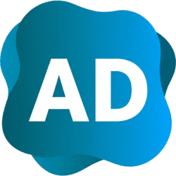 Ads Organic Shape Icon PNG Ads organic shape icon featuring white AD text on a fluid blue background.