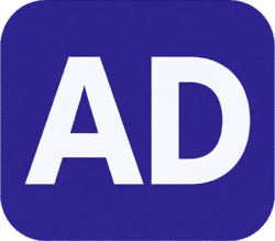 Ads Rounded Rectangle Typography PNG Ads rounded rectangle typography featuring white AD text on a solid purple background.