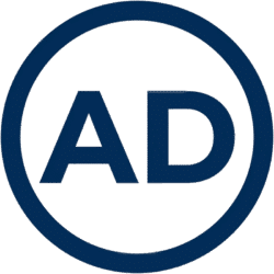 Ads Simple Circle Badge Icon PNG Ads simple circle badge icon featuring dark blue AD text within a circular border.