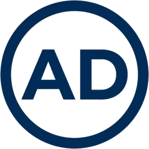 Ads Simple Circle Badge Icon PNG Ads simple circle badge icon featuring dark blue AD text within a circular border.