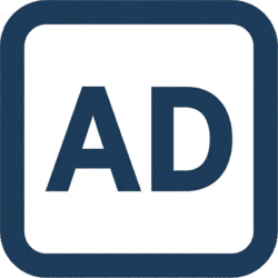 Ads Simple Rounded Icon PNG Ads simple rounded icon featuring dark blue AD text with a thick rounded border.