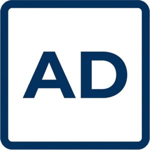 Ads Simple Square Icon PNG Ads simple square icon featuring dark blue AD text with a rounded border.