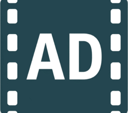 Advertisement Ad Film Frame Icon PNG – Transparent Media Symbol Black and white advertisement ad film frame icon with a transparent background for video marketing and media design.